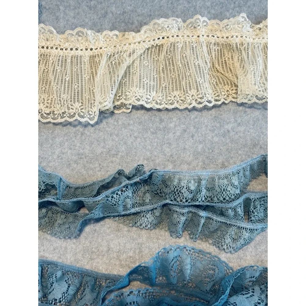 Lot of New Vintage Scalloped Lace Trims Sewing Craft Teal‎ White Pink Blue Green